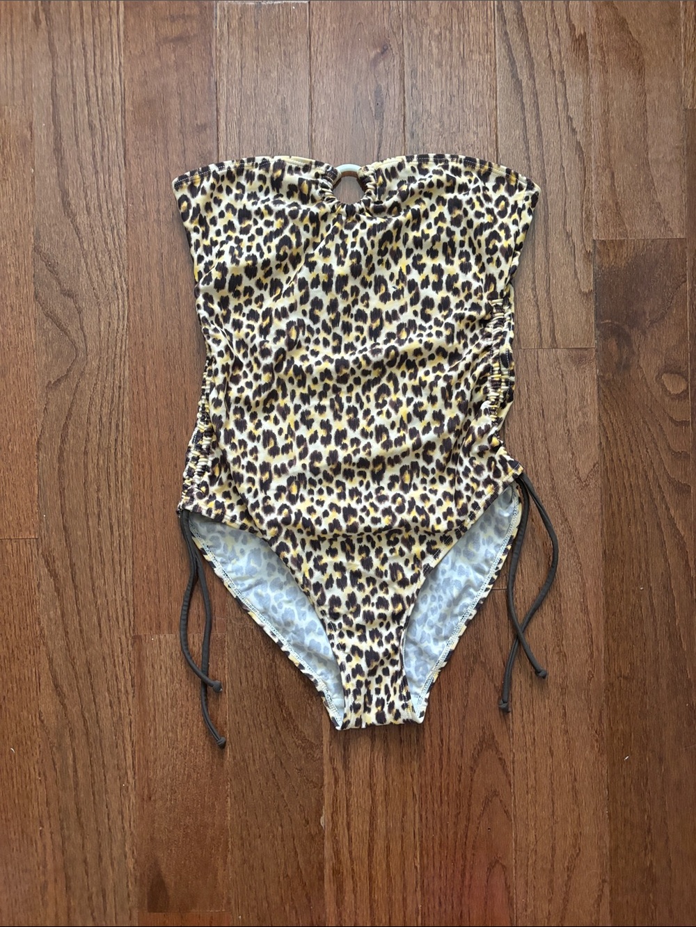 Apollo Y2k cheetah print o ring one piece swimsuit medium